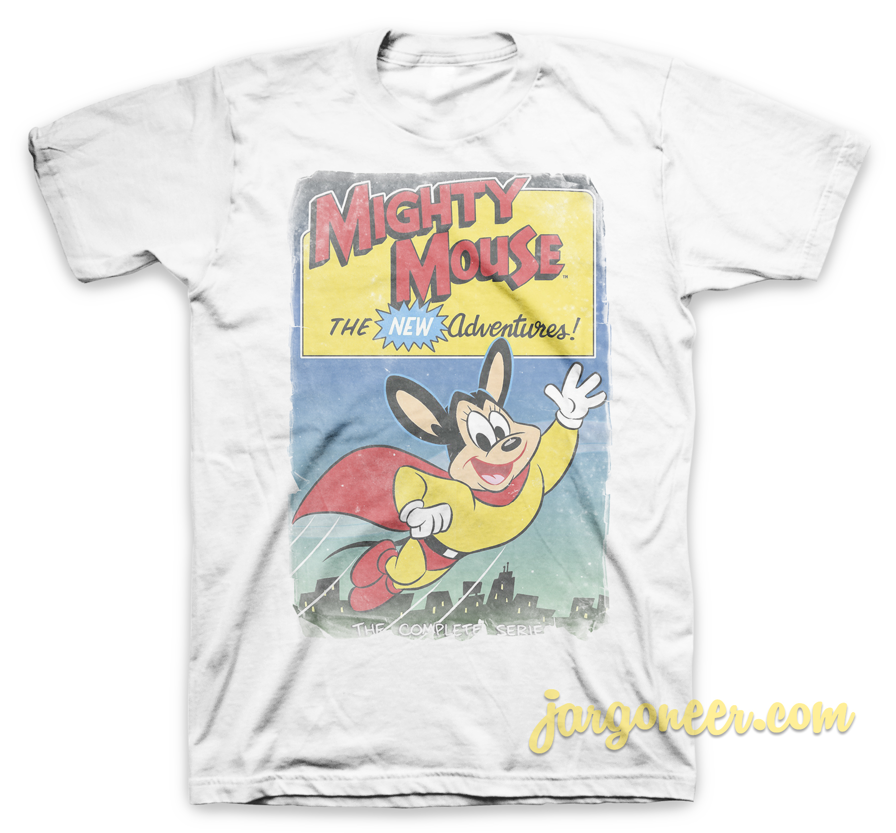 Mighty Mouse T-Shirt Gray Medium Here I Come To Save The Day Together  *NOTE* B42