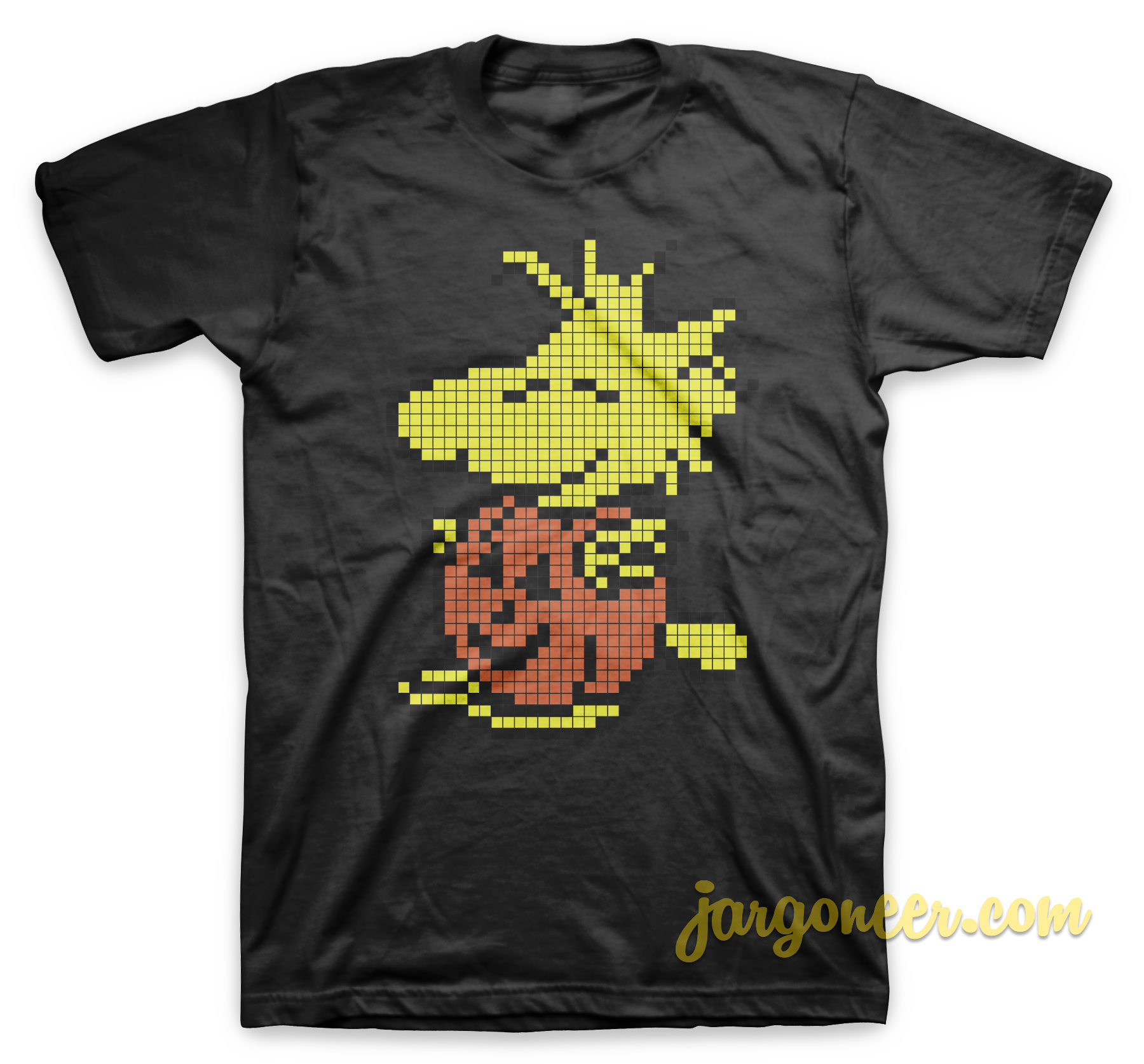Pumpkin Woodstock In Pixel Black T Shirt - Shop Unique Graphic Cool Shirt Designs