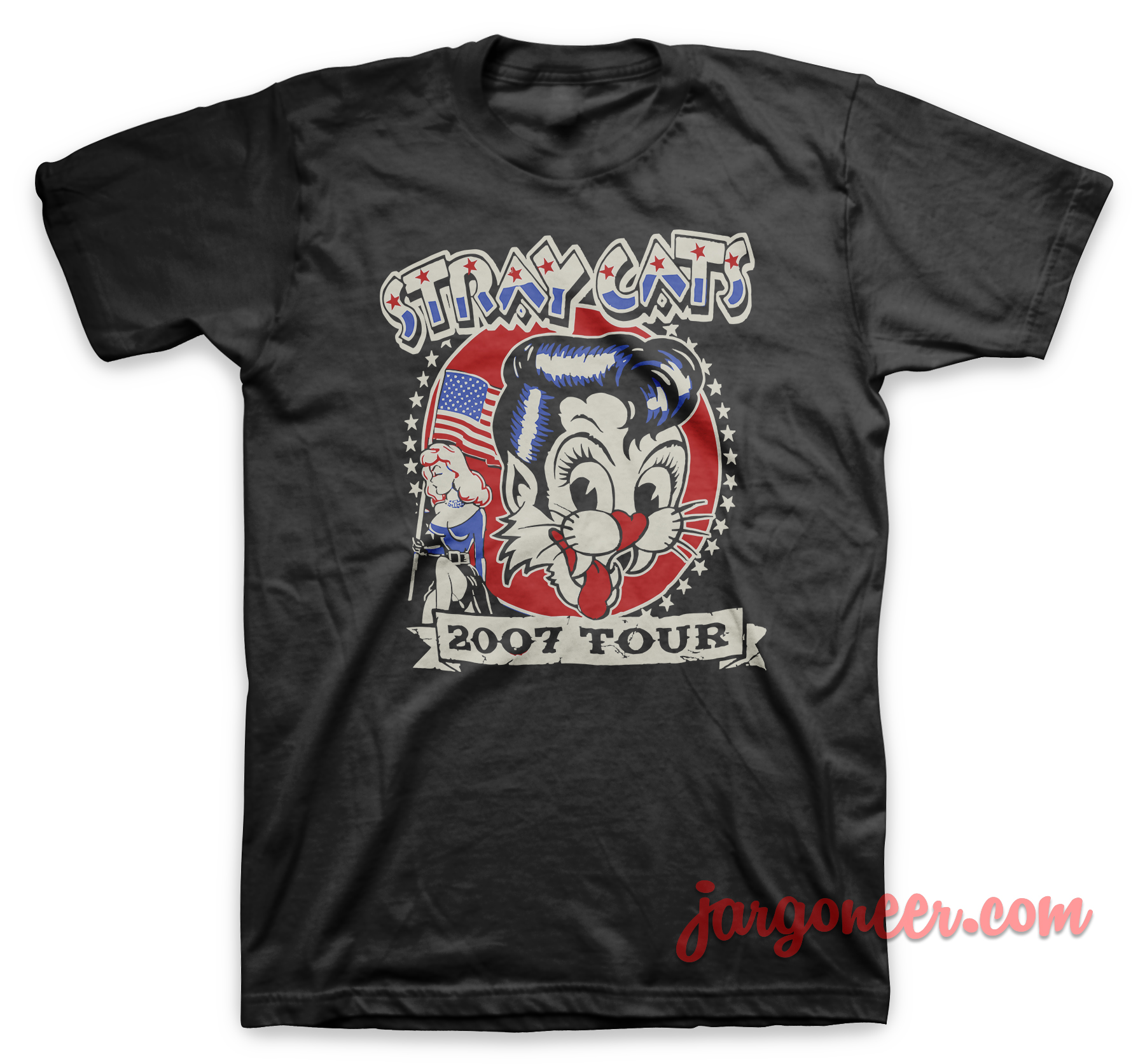 Stray Cats 2007 Tour Black T Shirt - Shop Unique Graphic Cool Shirt Designs