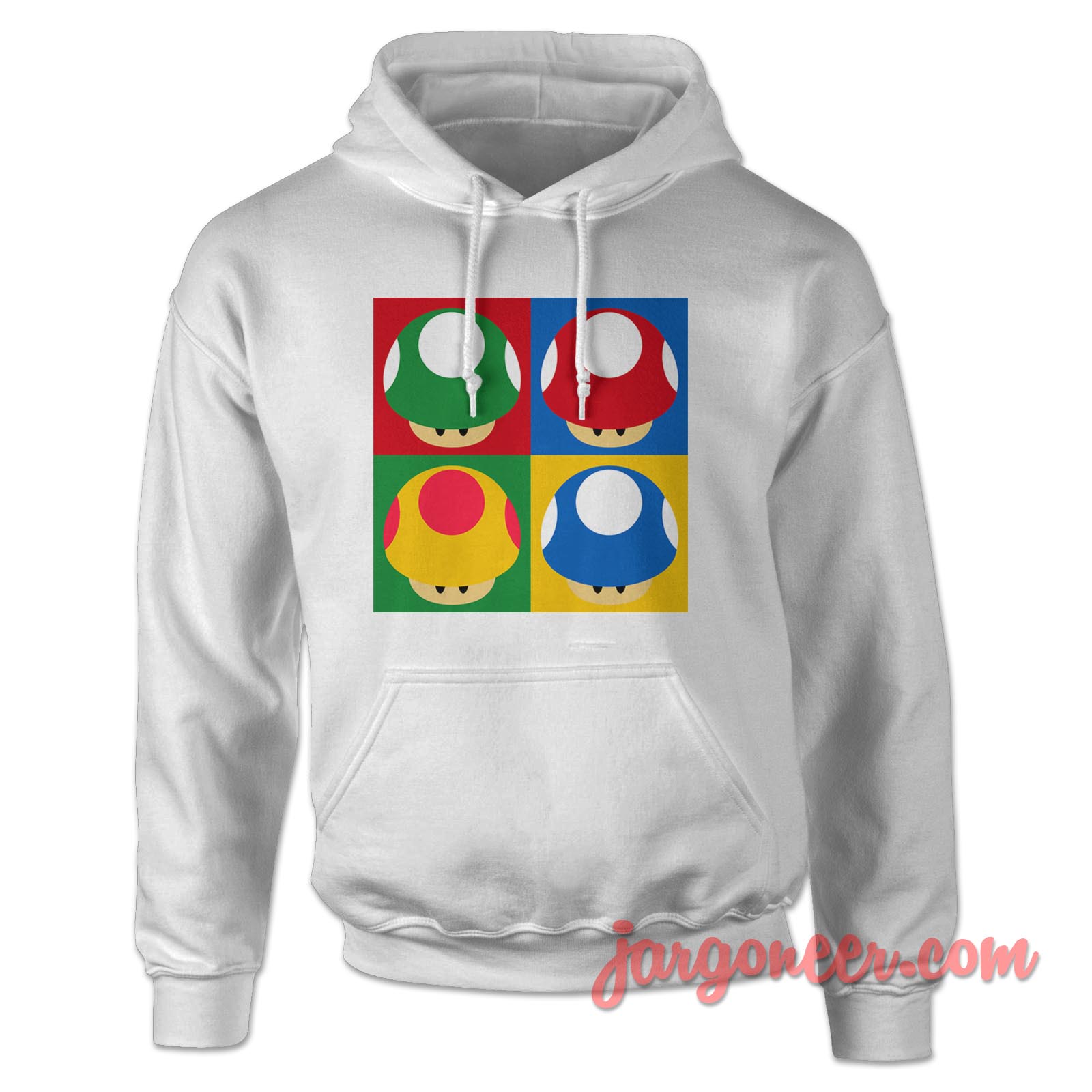 mushrom mario hoodie wht - Shop Unique Graphic Cool Shirt Designs