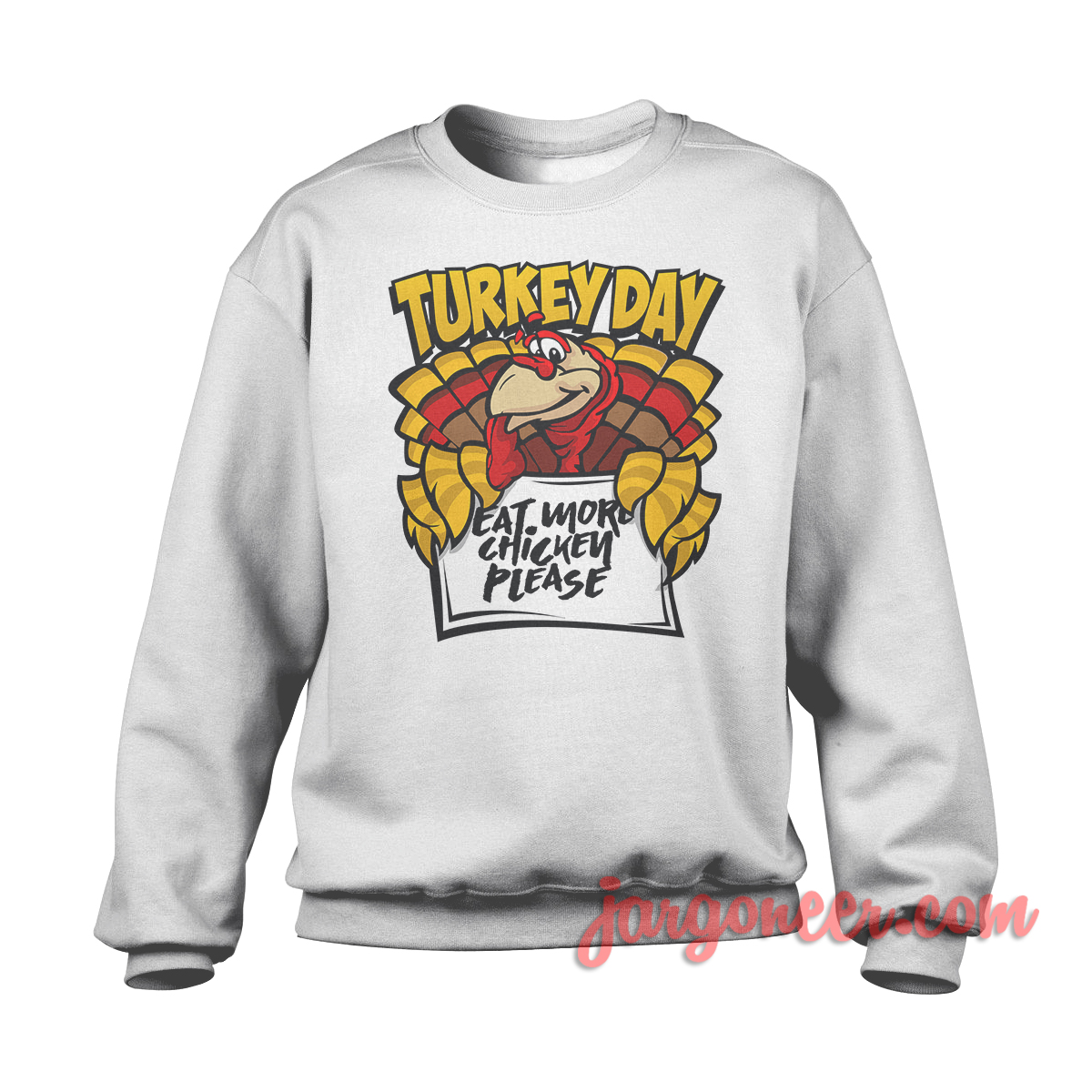 Happy Turkey Dat And Eat More Chicken White SS - Shop Unique Graphic Cool Shirt Designs