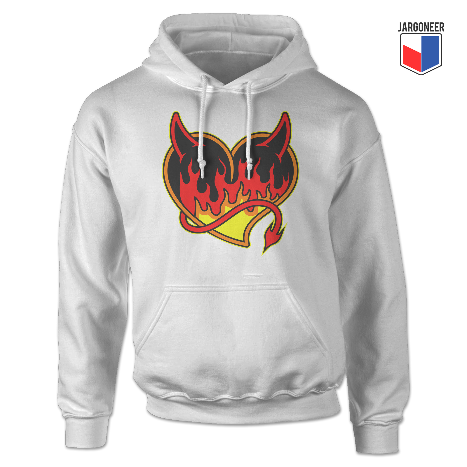 Burning Black Heart Devil White Hoody - Shop Unique Graphic Cool Shirt Designs