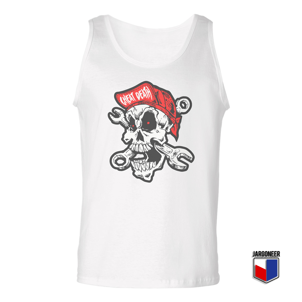 Cheating Death Skull White Tank Top - Shop Unique Graphic Cool Shirt Designs