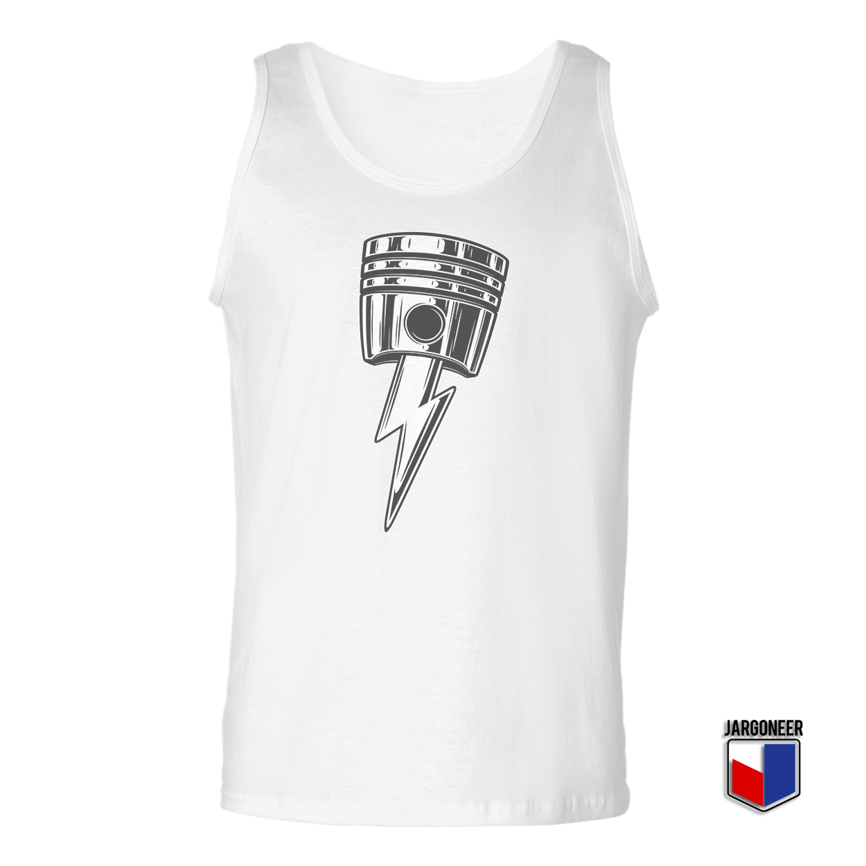 Lightning Bolt Piston White Tank Top - Shop Unique Graphic Cool Shirt Designs