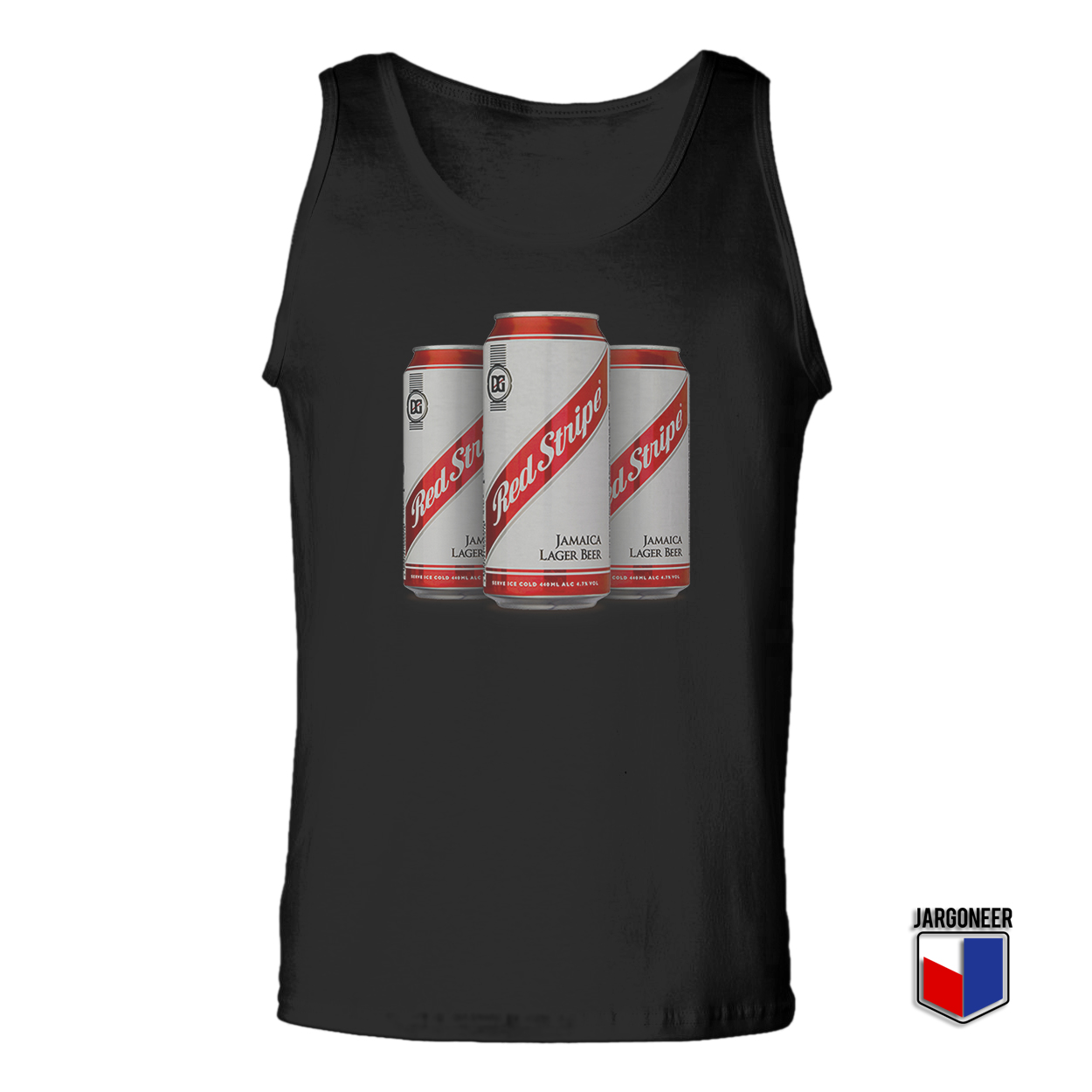 Red Stripe Three Lager Cans Black Tank Top - Shop Unique Graphic Cool Shirt Designs