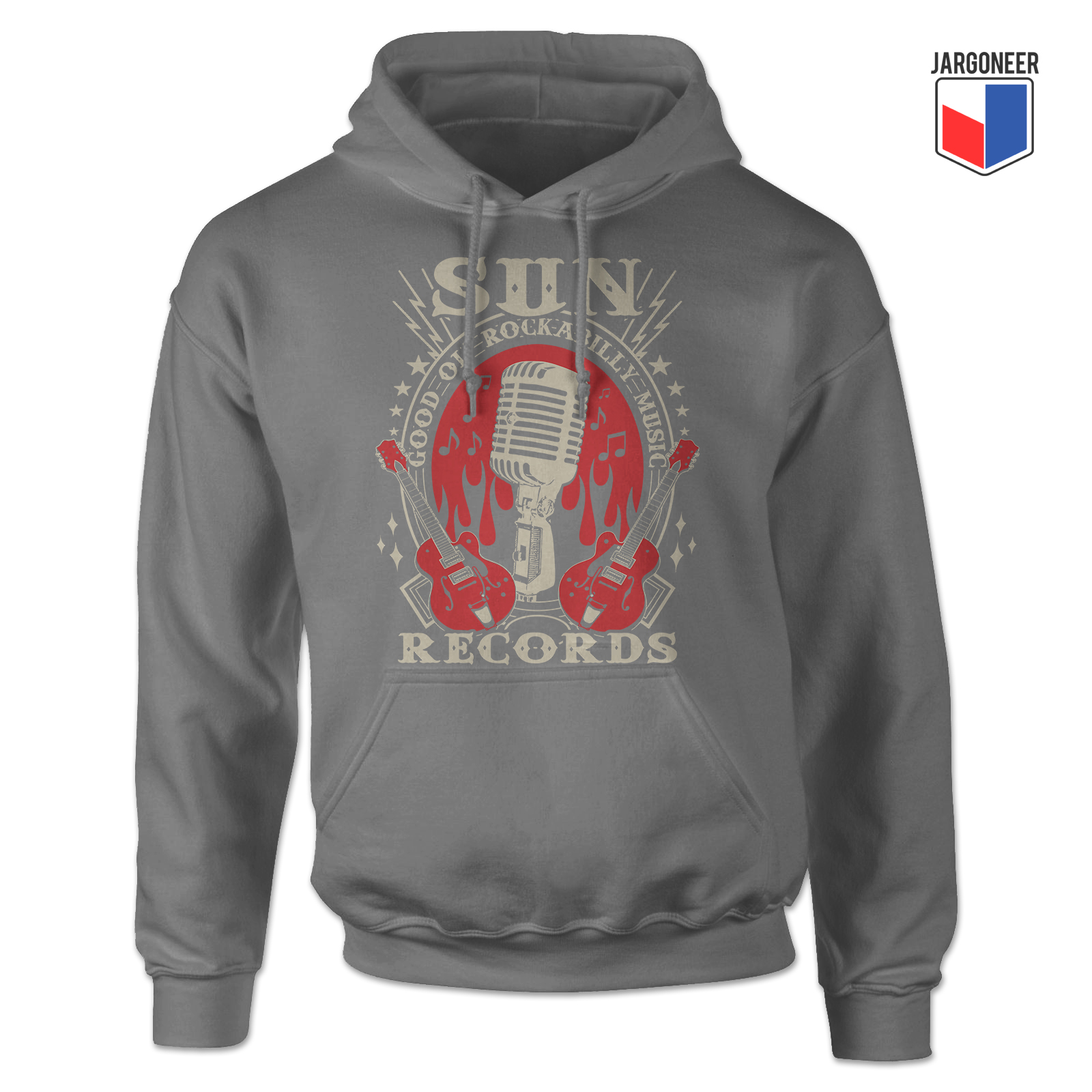 Sun Records Rockabilly Mic Gray Hoody - Shop Unique Graphic Cool Shirt Designs