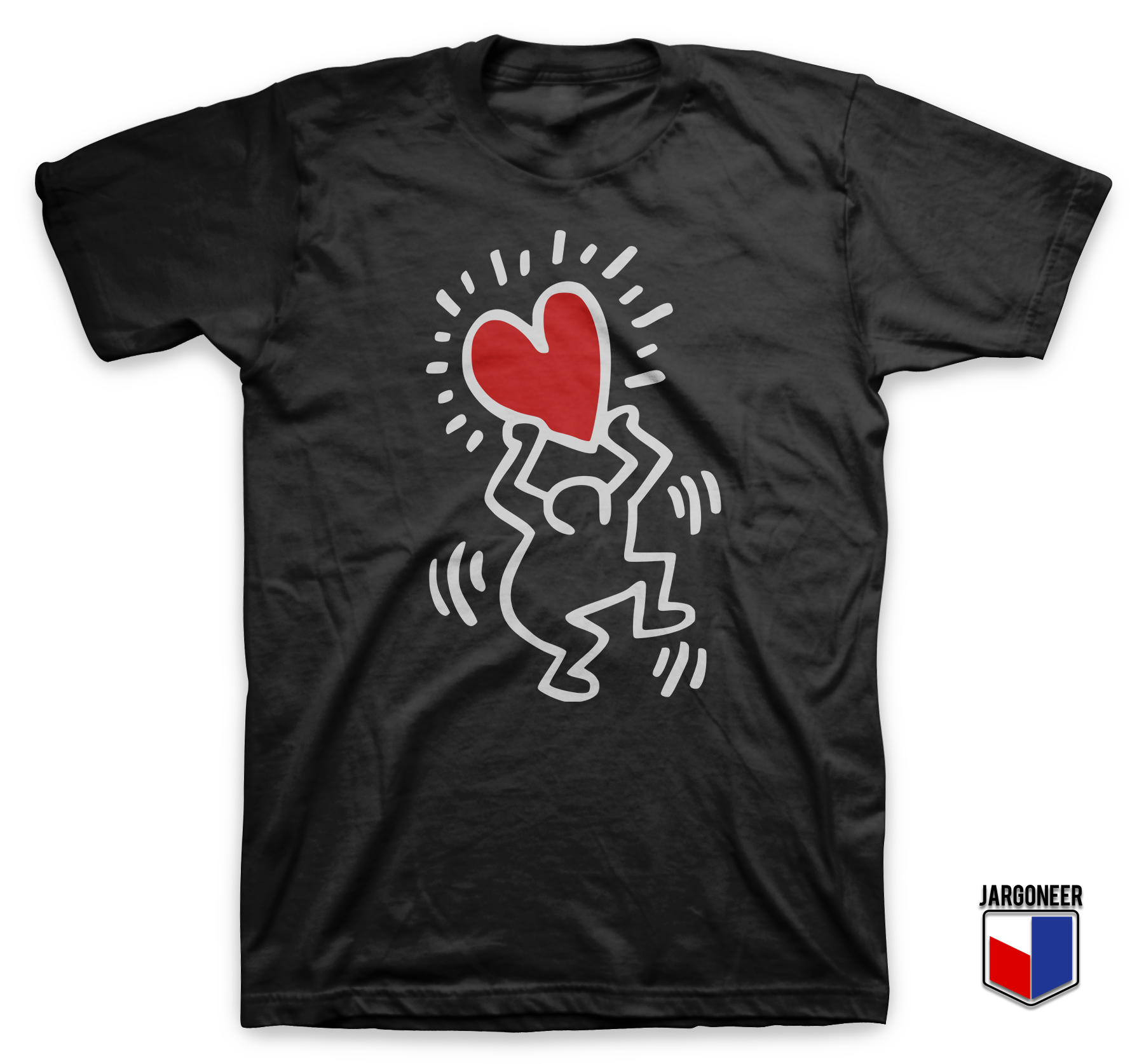 Haring Heart Black T Shirt - Shop Unique Graphic Cool Shirt Designs