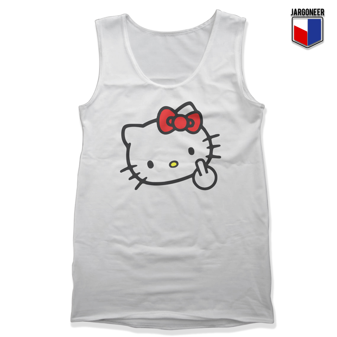 Midle Finger Kitty White Tank - Shop Unique Graphic Cool Shirt Designs