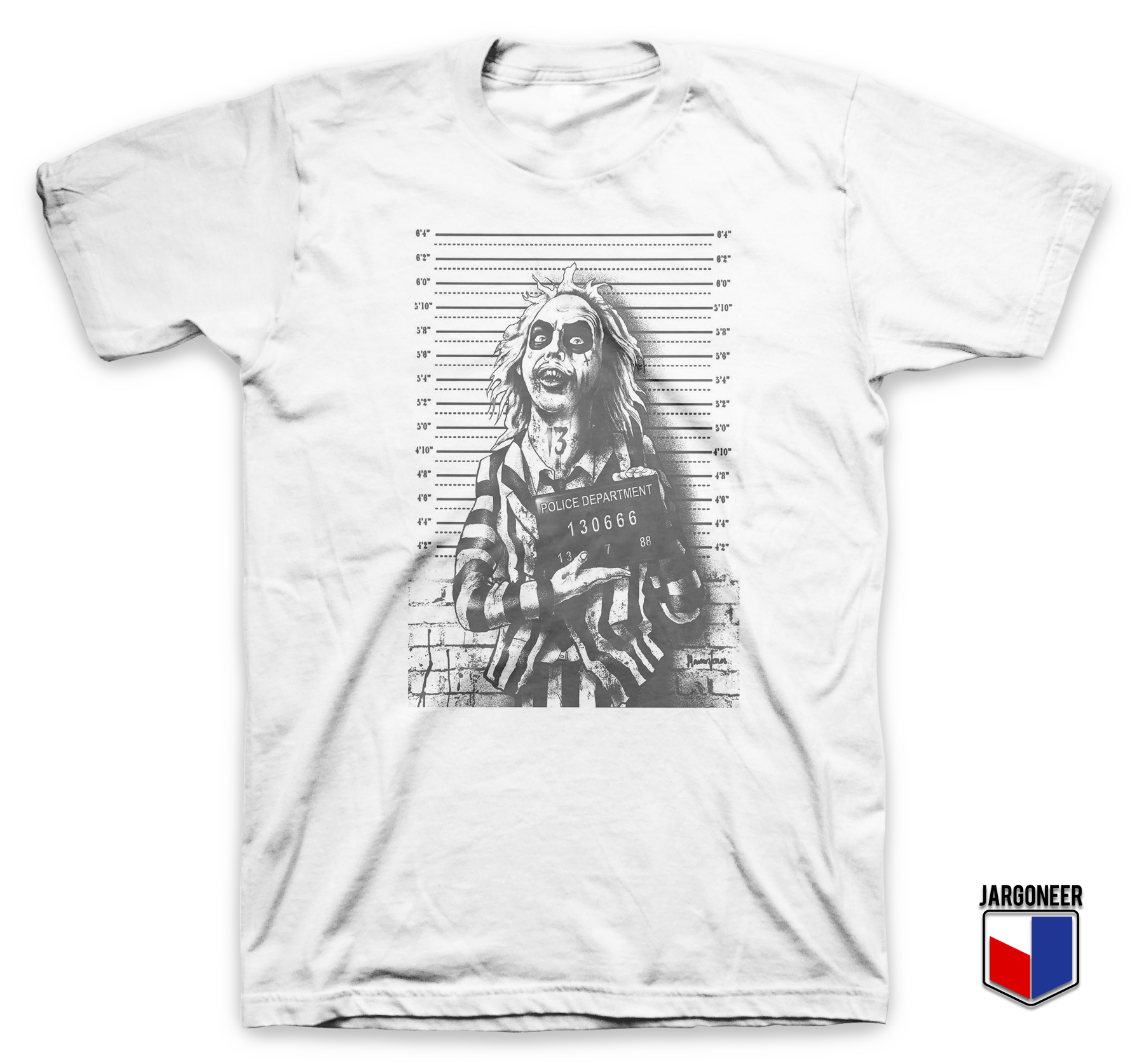 Beetlejuice Mugshot White T Shirt - Shop Unique Graphic Cool Shirt Designs