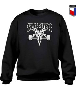 Slasher Thrasher Parody Crewneck Sweatshirt 247x300 - Shop Unique Graphic Cool Shirt Designs