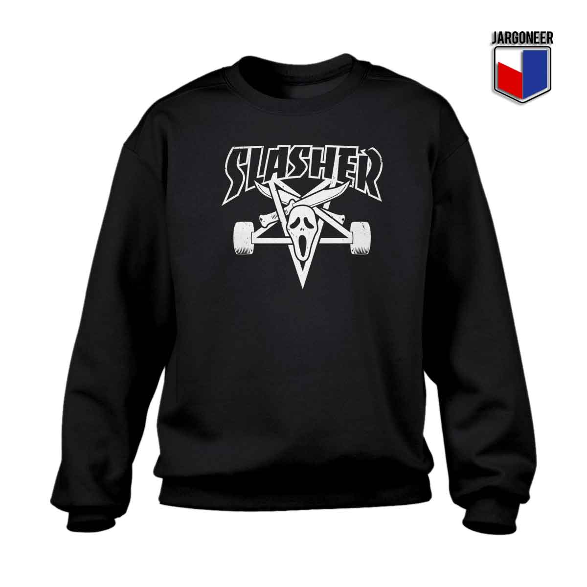 Slasher Thrasher Parody Crewneck Sweatshirt - Shop Unique Graphic Cool Shirt Designs