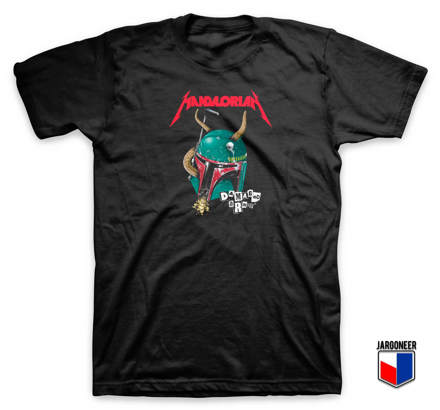 Bobba Mandalorian Damage Armor T Shirt - Shop Unique Graphic Cool Shirt Designs