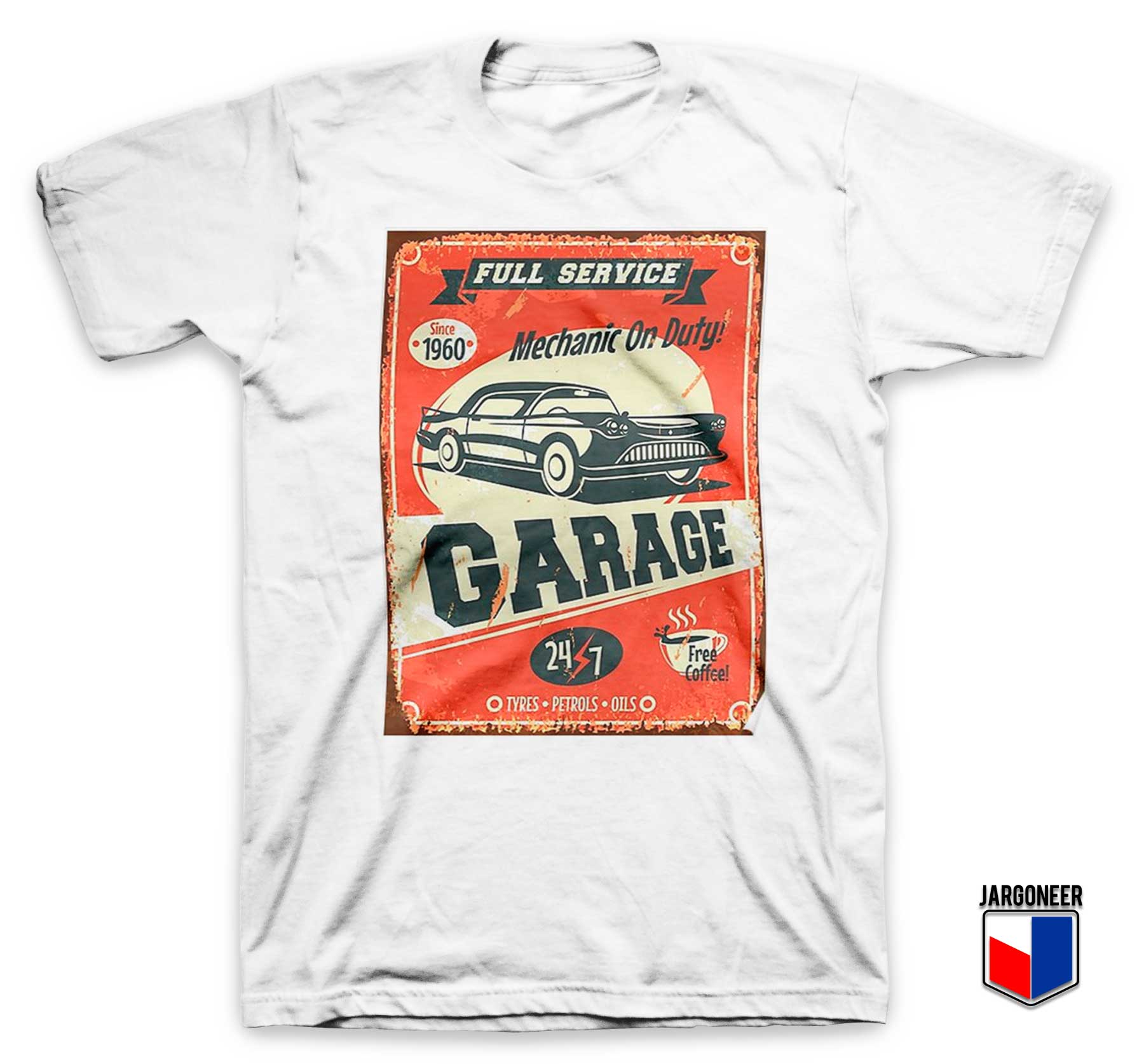 Mechanic On Duty Garage White T Shirt - Shop Unique Graphic Cool Shirt Designs