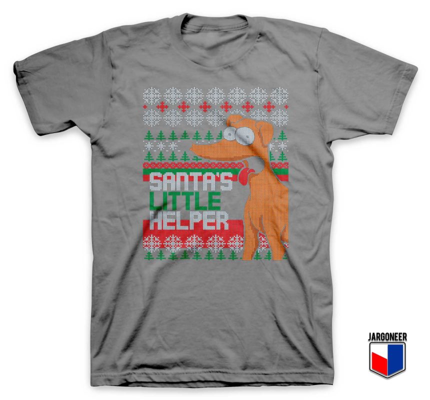Santa-Little-Helper-Christmas-Grey-T-Shirt